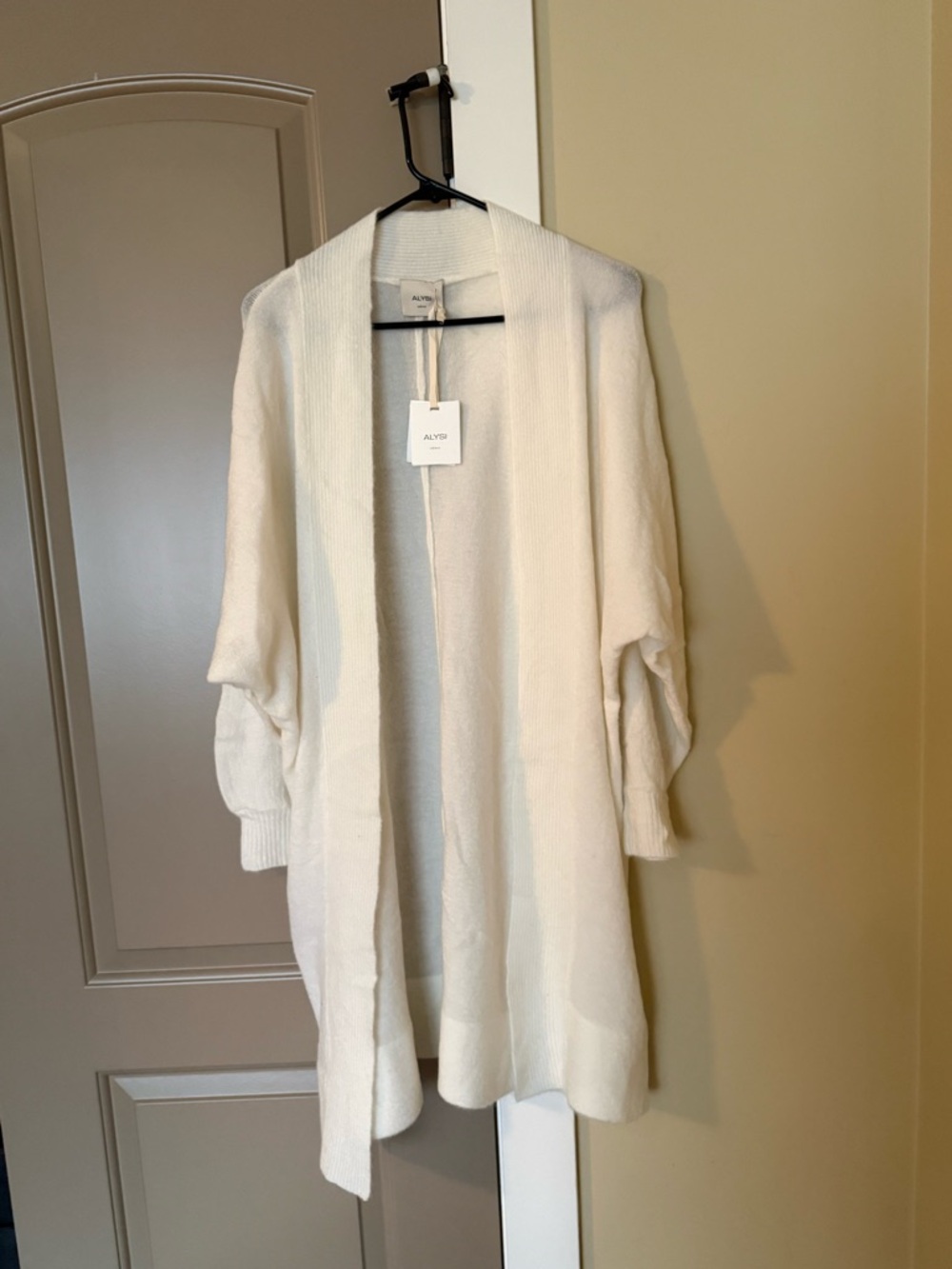 ALYSI Cream Open-Front Knit Cardigan